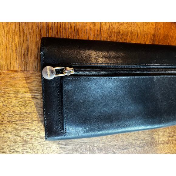Vintage Monsac Original Leather Trifold Wallet with Snap Closure Black - Picture 4 of 10